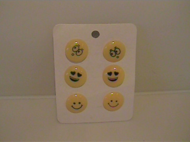 NWT THREE YELLOW EMOJI FACE STUD EARRINGS