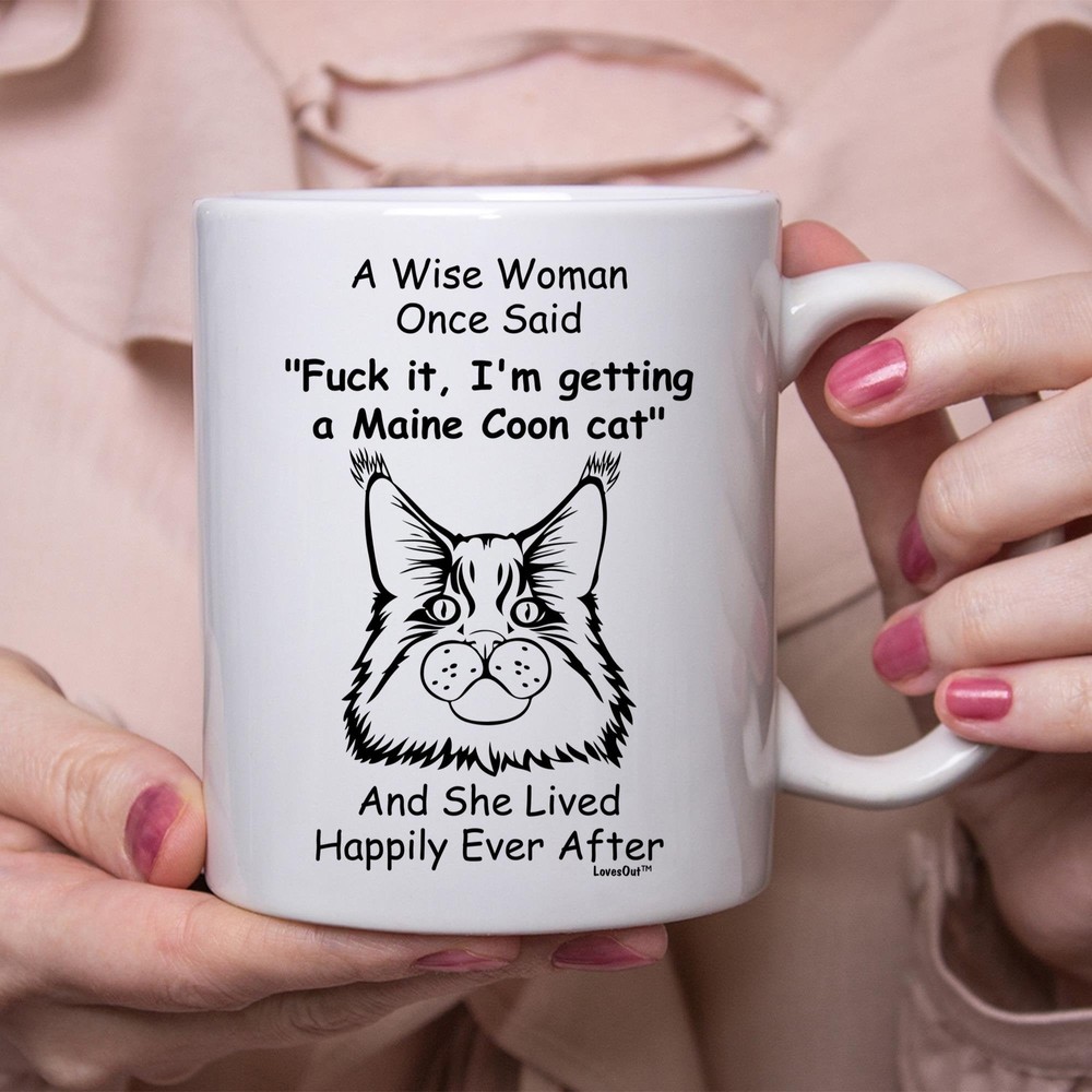 Funny Maine Coon Cat Cute Gift For Women White Coffee Mug Coffee Cup