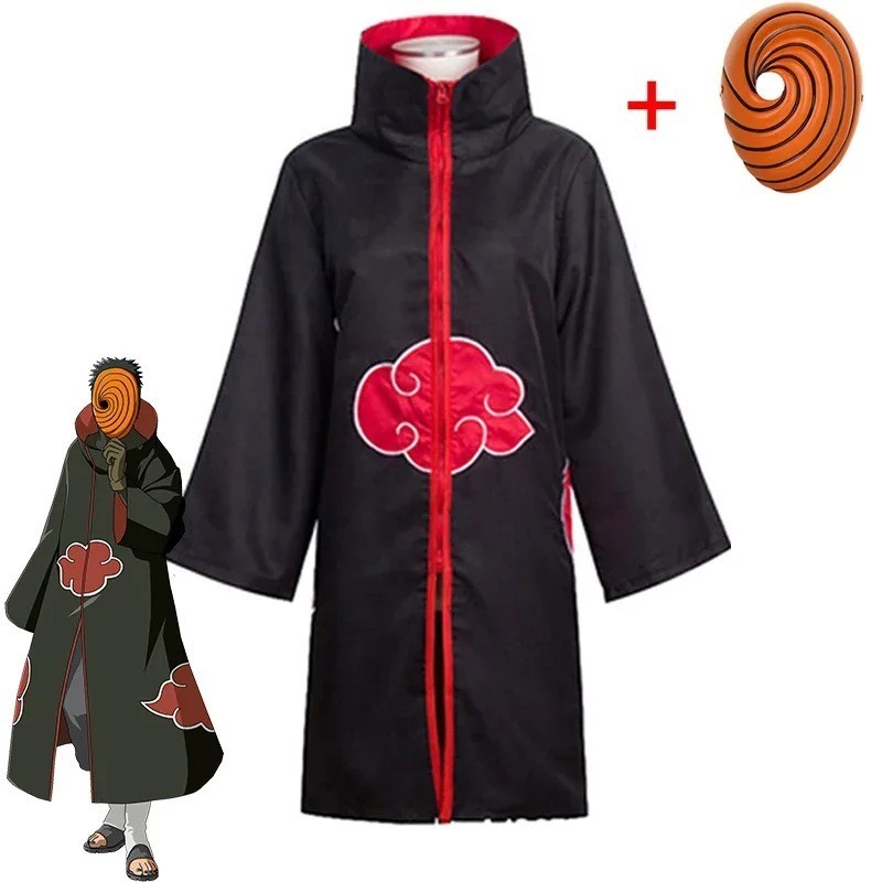 costume for Naruto Akatsuki Tobi Uchiha Obito robe cloak coat+resin mask cosplay