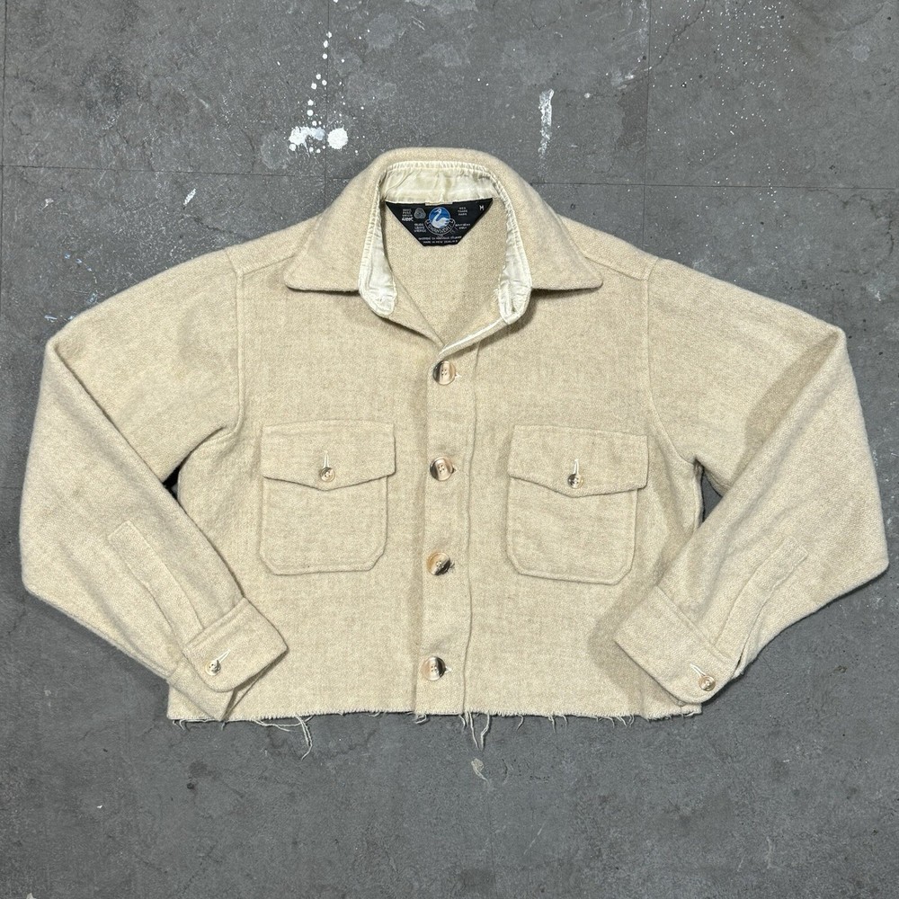 Vintage Swanndri Long Sleeved Wool Button Up CROPPED Overshirt New Zealand Sz M