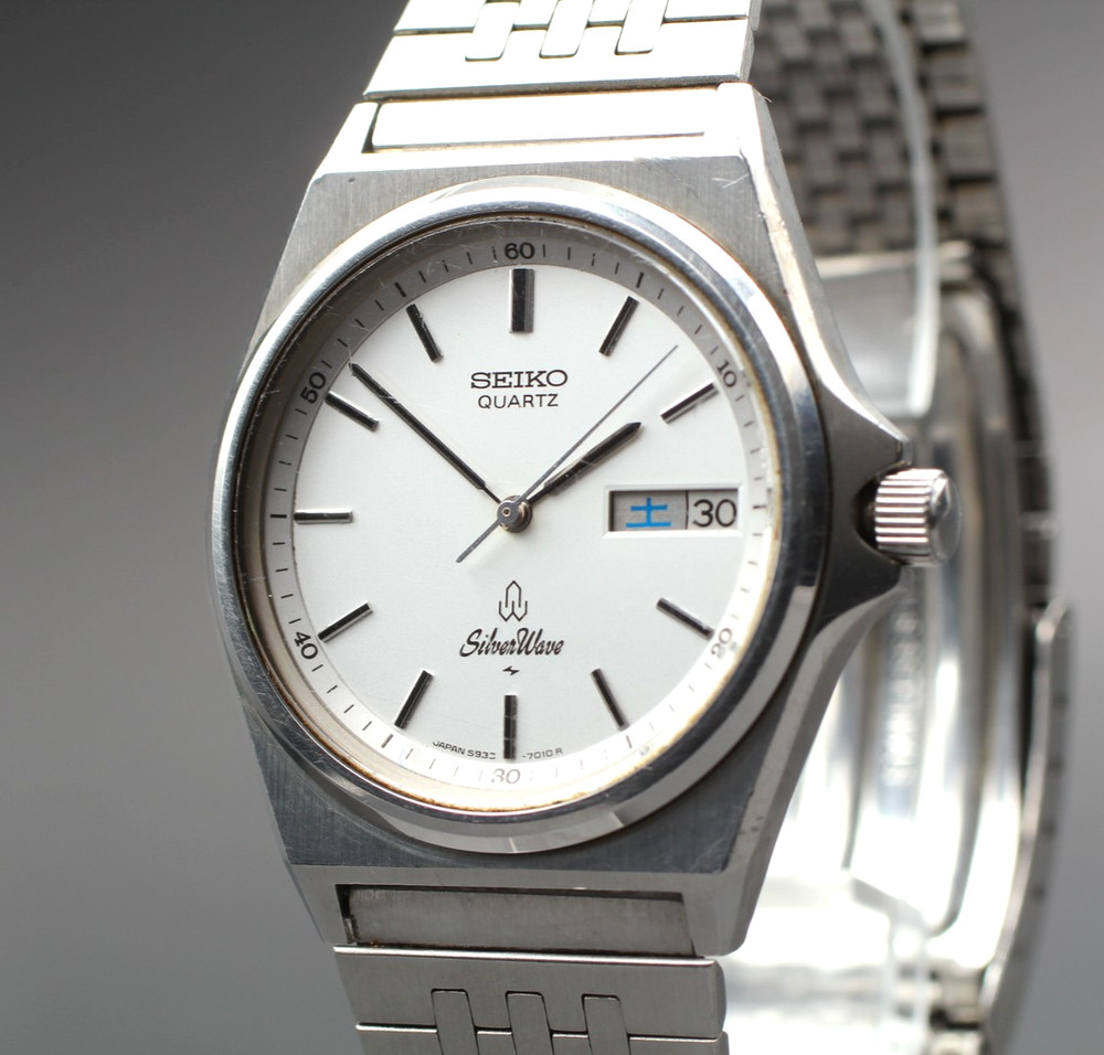 Vintage 1981[N MINT] Seiko SilverWave 5933-7010 Qz Mens Watch Silver KANJI JAPAN