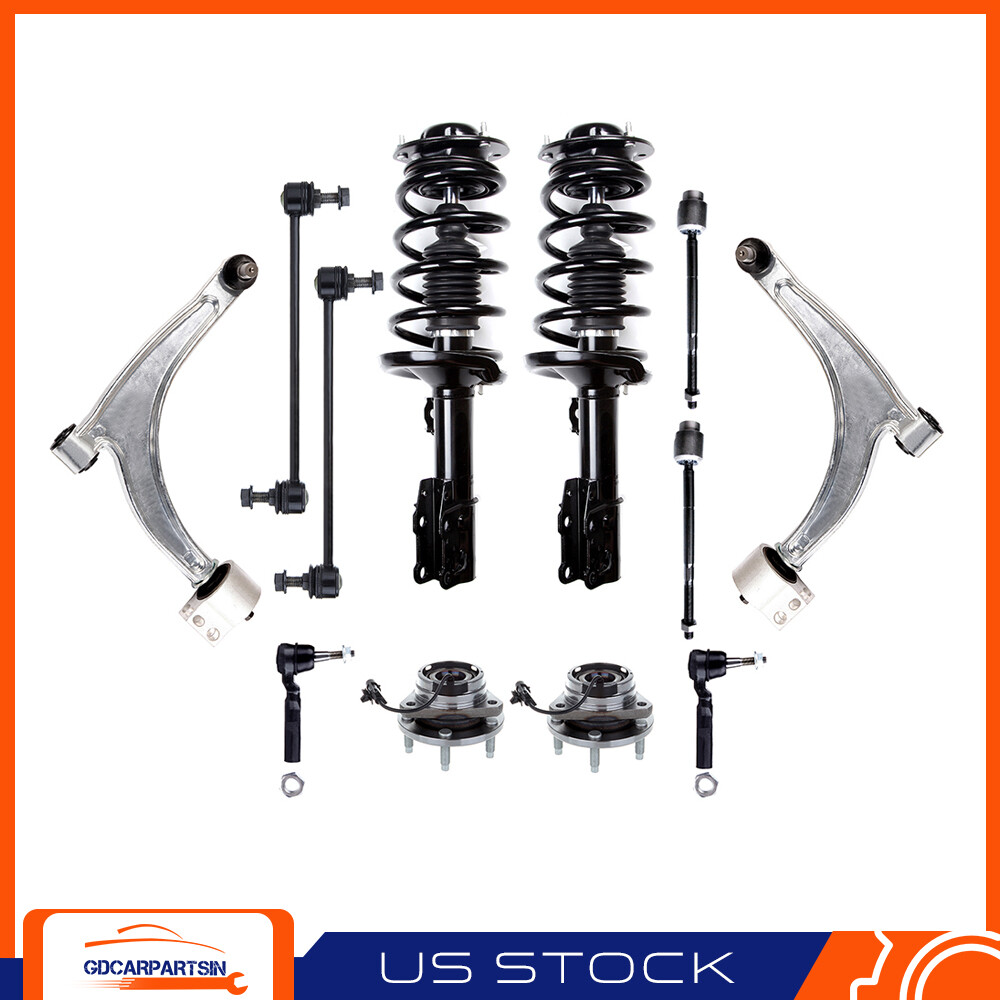 2004-2012 Chevy Malibu G6 Aura Front Suspension Kit Struts Control Arms Tie Rods