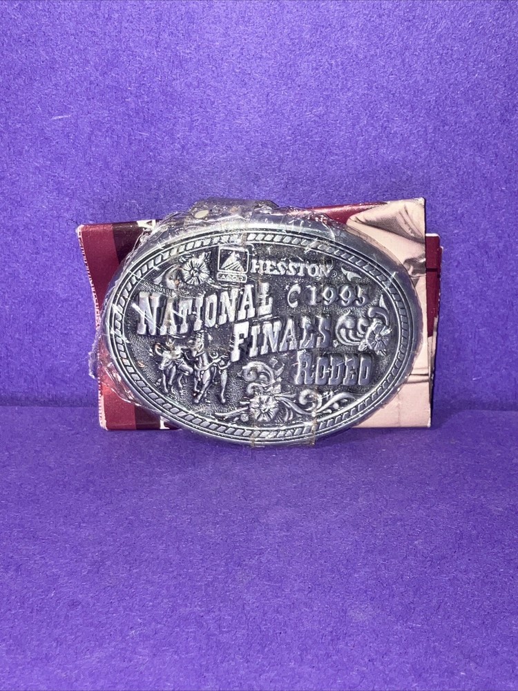 National Finals Rodeo Hesston 1995 NFR Adult Cowboy Buckle, Vintage.