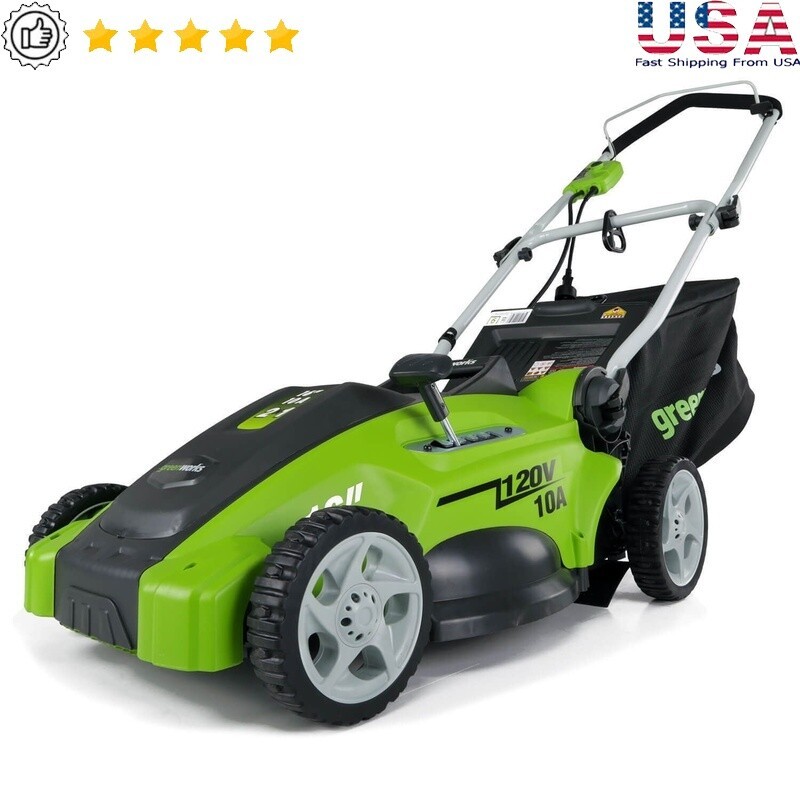 16-Inch 10 Amp Corded Electric Lawn Mower with Mulching & Bagger – High Efficiency Push Mower