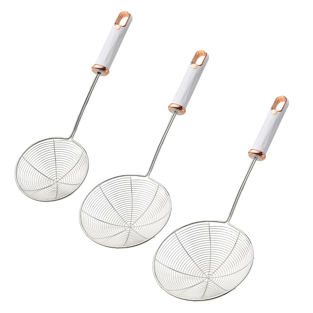 Cokshy Stainless Steel Spider Strainer, Set of 3 Sizes Asian Strainer Ladle
