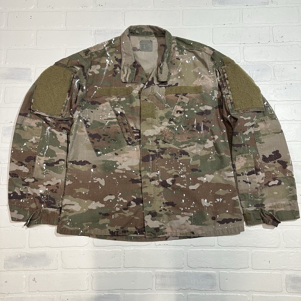 Vintage Military Zip Up Jacket Mens M Camouflage Paint Splatter Distressed