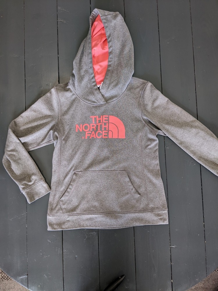 North Face Womens Gray Hoodie Size Small with Neon Pink Accents  