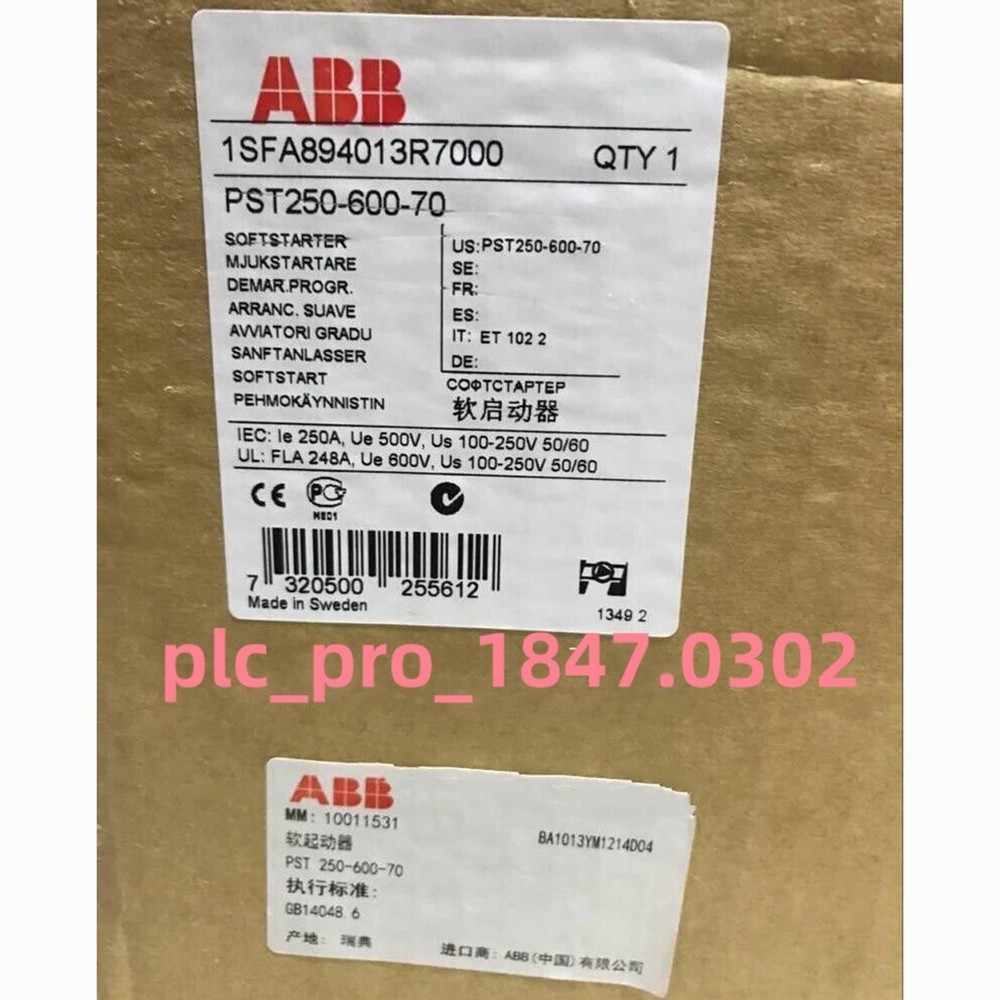 1PCS Brand New ABB 1SFA894013R7000 PST250-600-70 Soft starter  Fast delivery