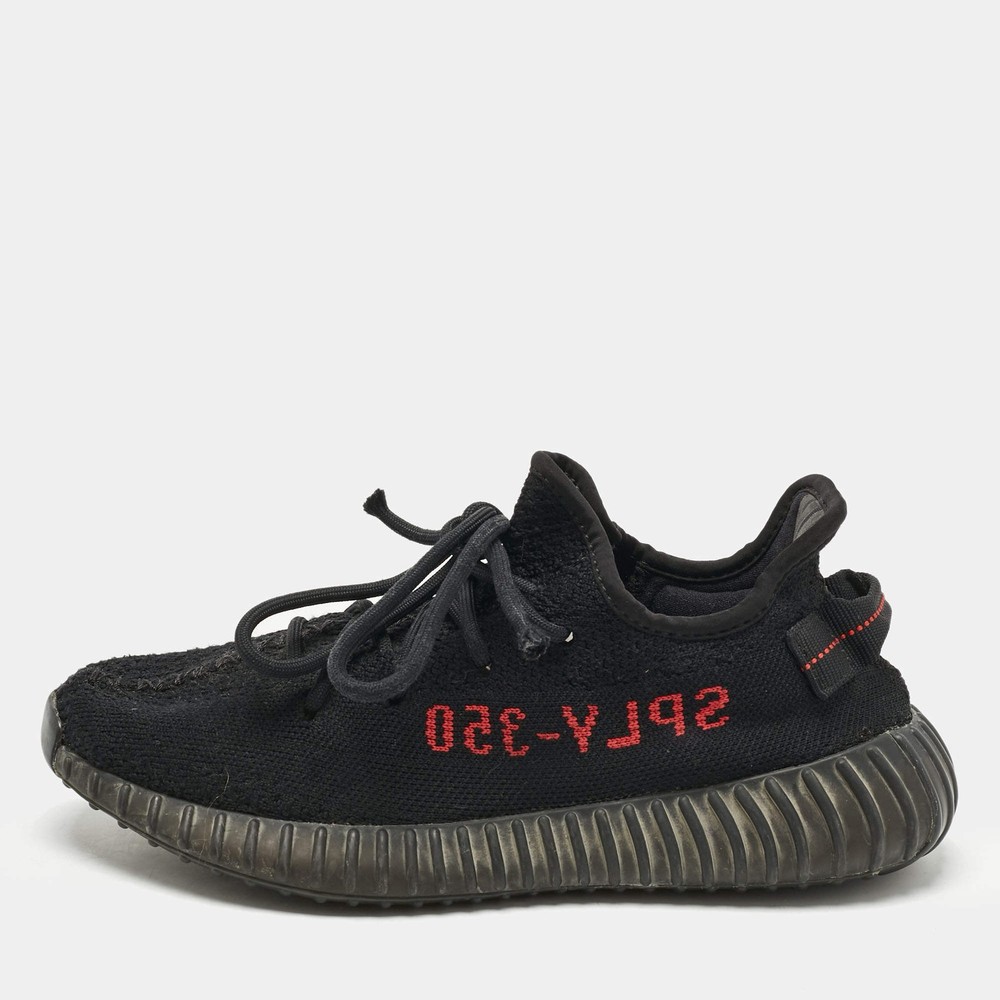 Yeezy x Adidas BlackRed Knit Fabric Boost 350 V2 Bred Sneakers Size 40 23