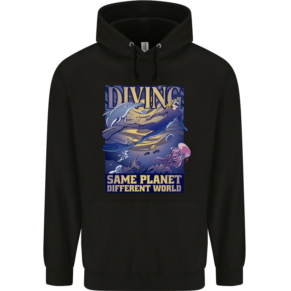 Diver Same Planet Different World Mens 80% Cotton Hoodie
