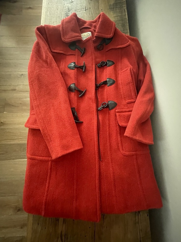 Talbots Pea Coat Womens Size 6P Petite Red Long Sleeve Wool Blend