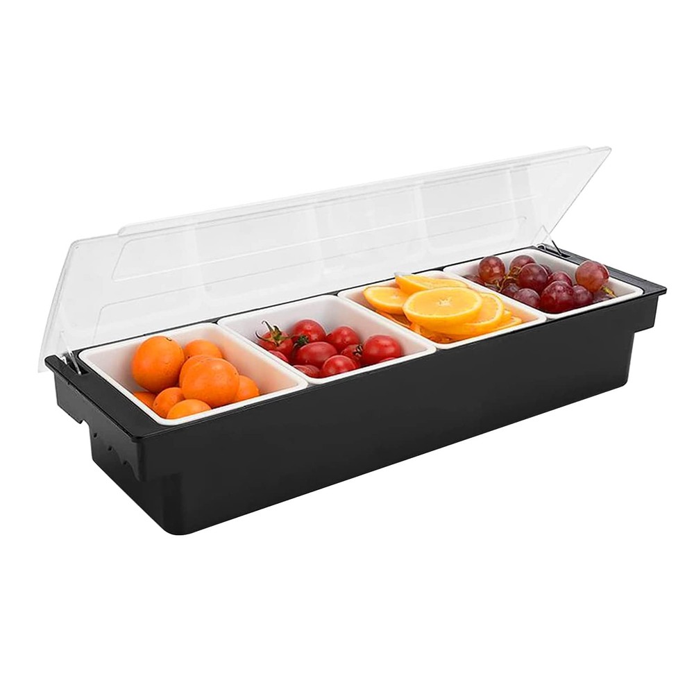 Fruit Veggie Condiment Caddy with Lid Dispenser Tray Garnish Station