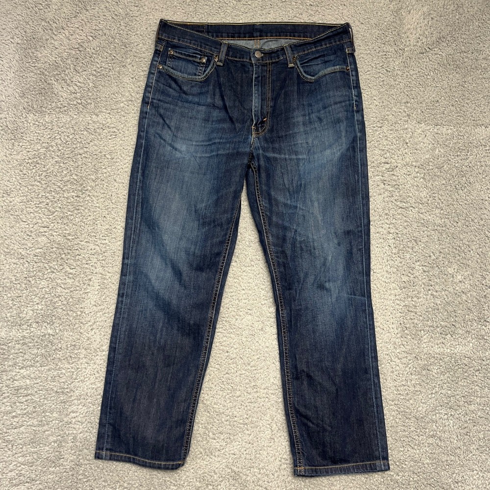 Levis 505 Mens 34x29 Regular Fit Dark Wash Denim Jeans for Casual or Office Wear
