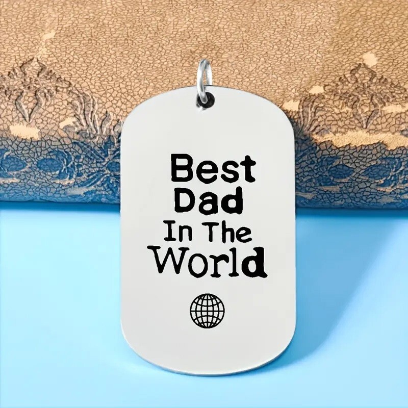 Fathers Day Engraved Best Dad In The World Pendant For Military Dog Tag Chain-image