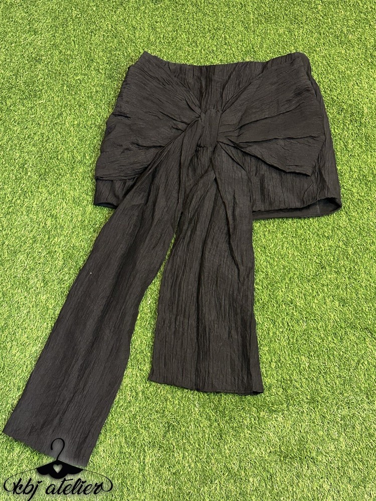 Loucia Mini Skirt for Women Large Black with Accent Bow Party Wear