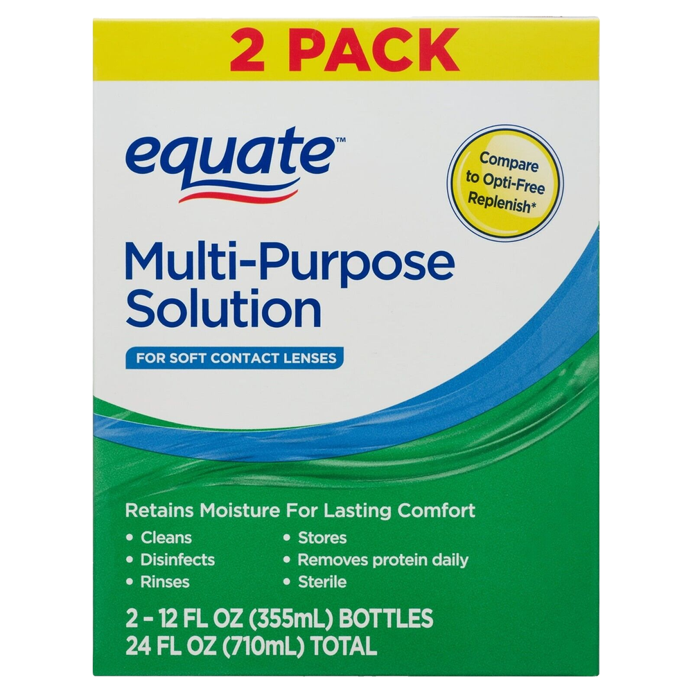 Equate Multi-Purpose Solution Twin Pack, 12 fl oz, 2 Count