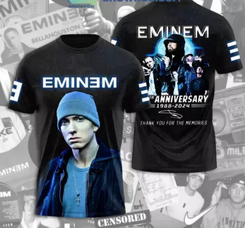 Eminem 36th Anniversary 1988-2024 Thank You 3D T-Shirt