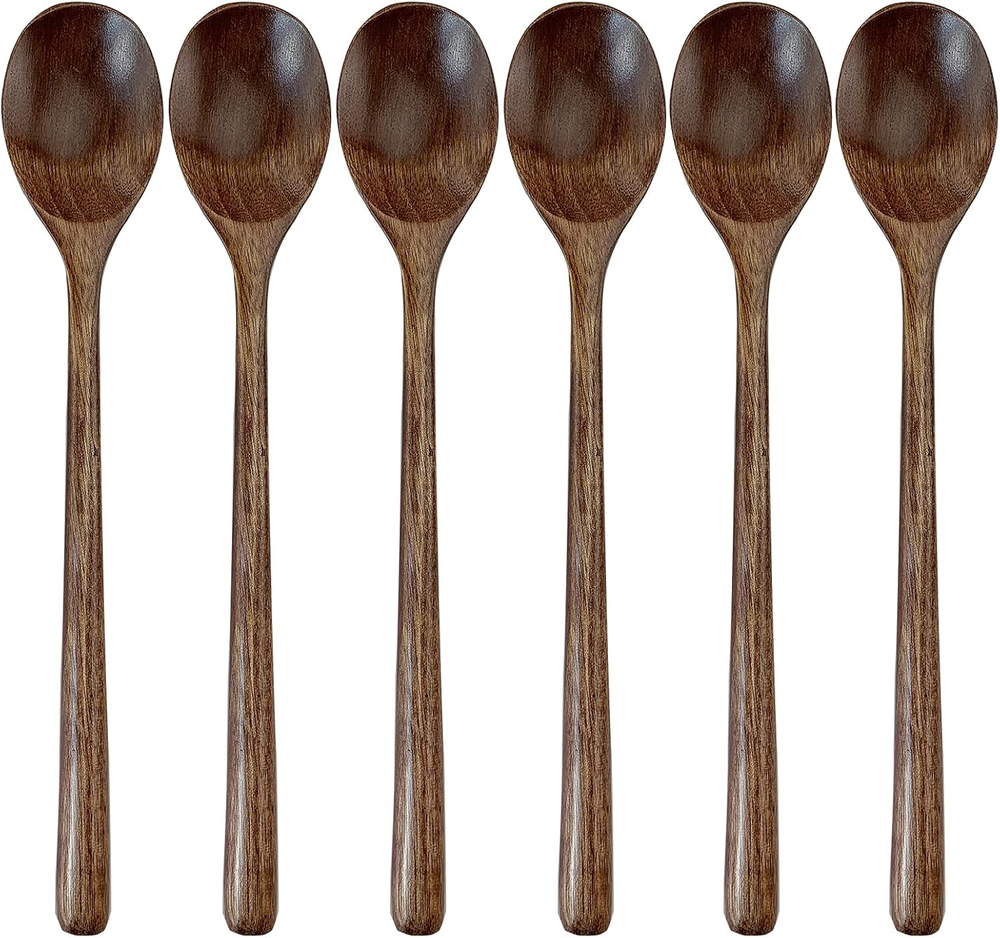 Wooden Spoons for Eating,  9 Inch Small Wooden Soup Spoon Mixing Stirring Tastin