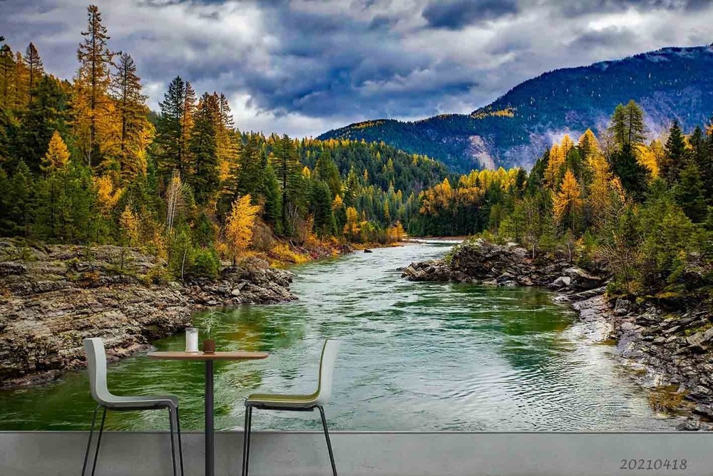 3D Mountain Forest River Landscape Wall Murals Wallpaper Murals Wall Sticker