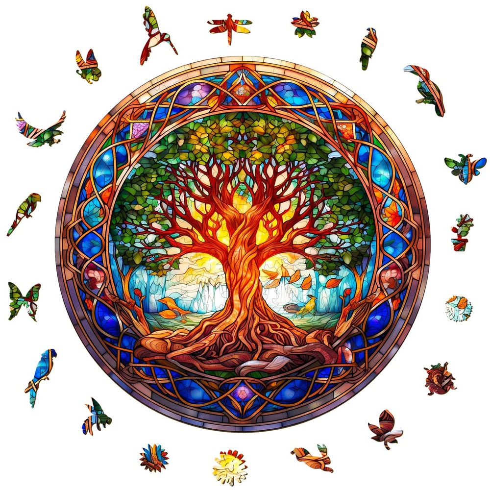 Aeekdook Wooden Jigsaw Puzzles for Adults - Wooden Puzzles Life of Tree- Stai...