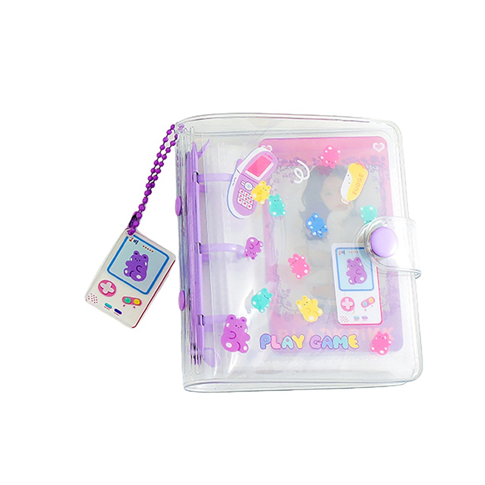 Photo Card Holder Portable Large Capacity Loose Leaf Cartoon Mini Photo A Purple