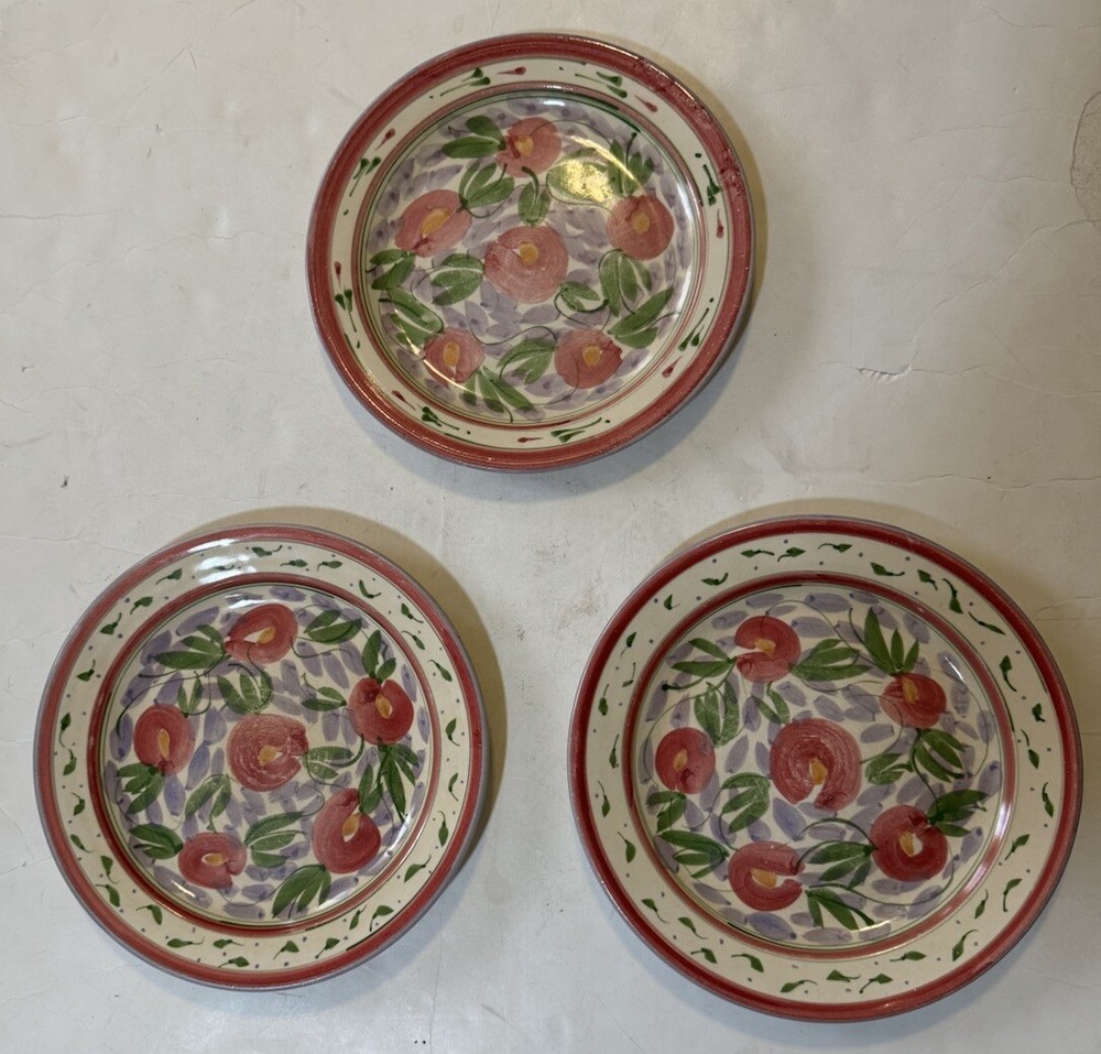 Liz Vigoda Ceramic Set Of 3 Salad Plates 9.5 In.