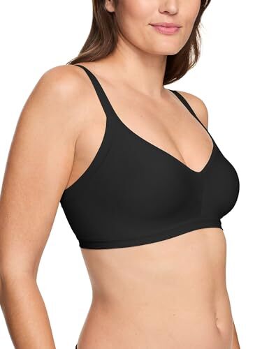 Warner Womens Wireless Seamless Comfort Bra Stretchy Soft Support Rich Black Size XL