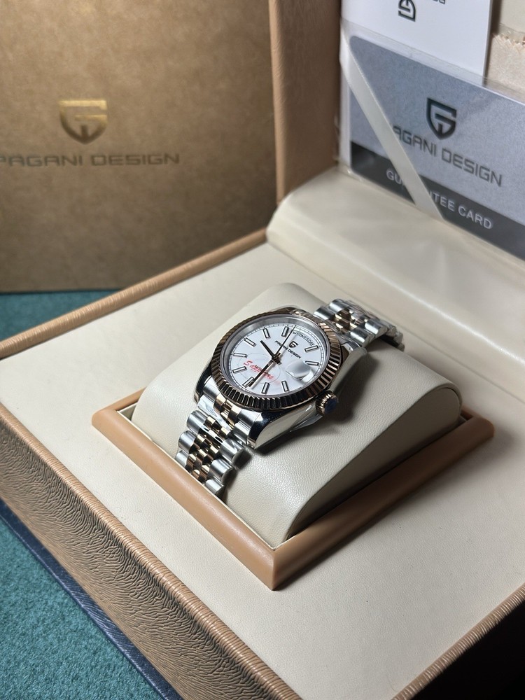Pagani Design Automatic Wristwatch Silver White Dial 100m Box Papers