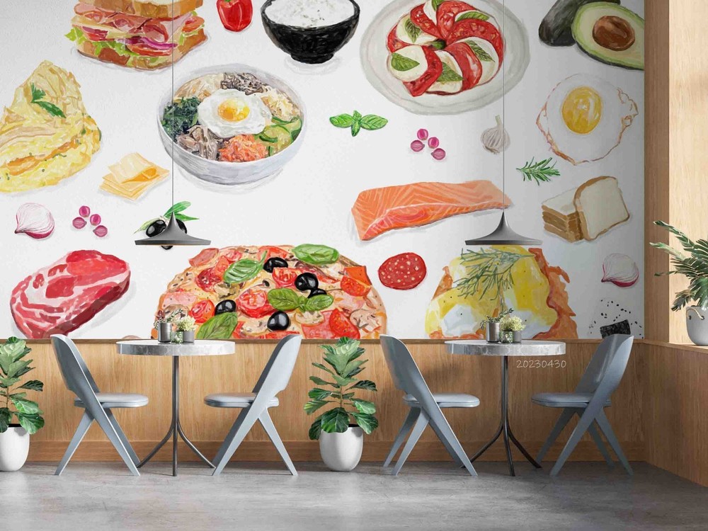 3D Food Illustration Wall Murals Wallpaper Murals Wall Sticker