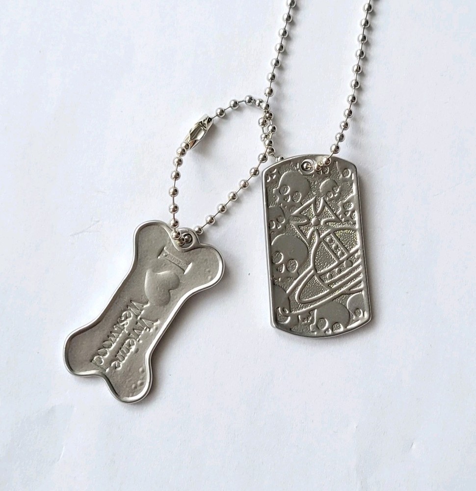 Vivienne Westwood Dog Tag Plate 2-Piece Necklace Mint