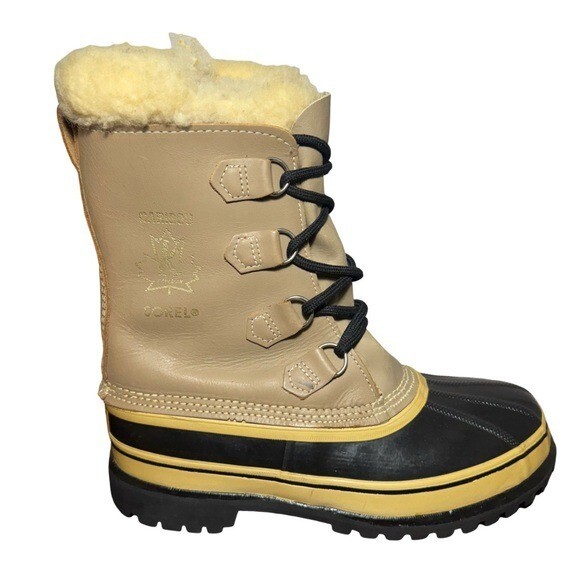 Sorel Men's Waterproof Kaufman Leather Snow Boots Size 9 Vintage Caribou