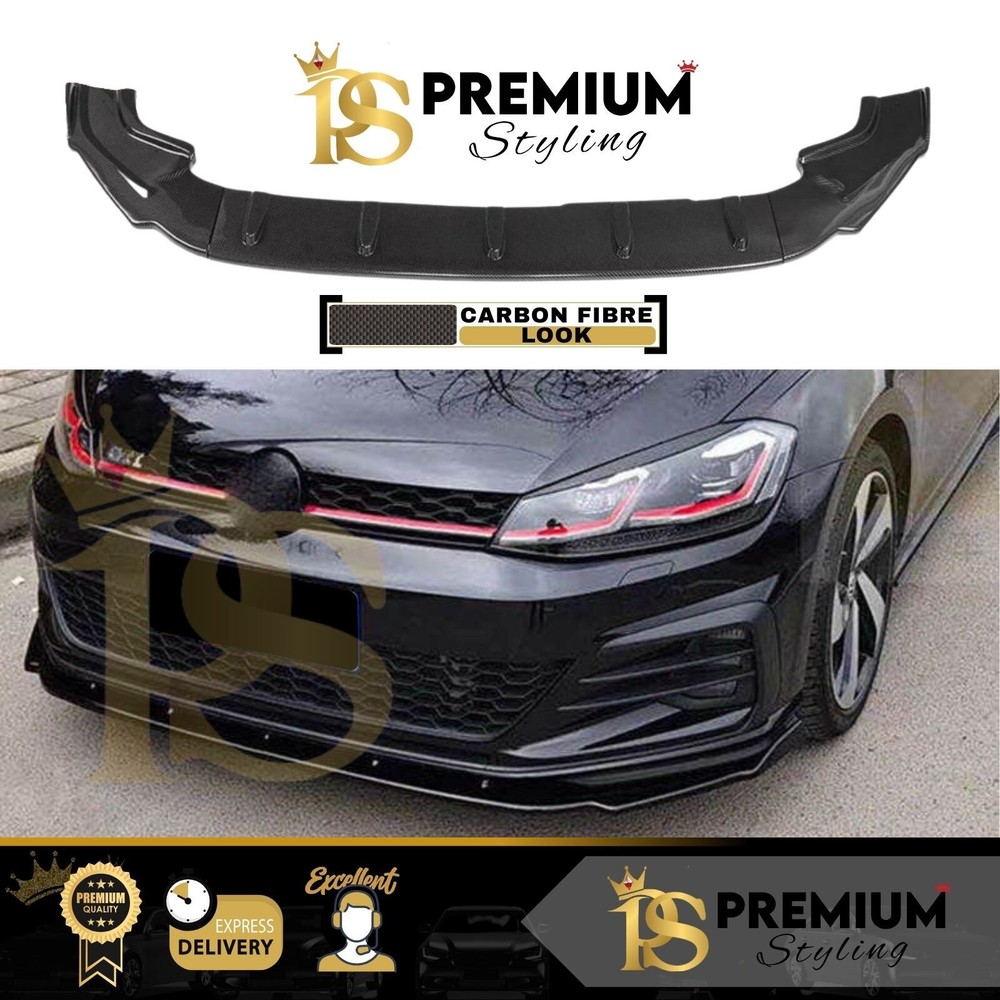 VW Golf R GTD GTI TSI TDI MK7 MK7.5 2013-20 Front Splitter Spoiler Lip Body Kit