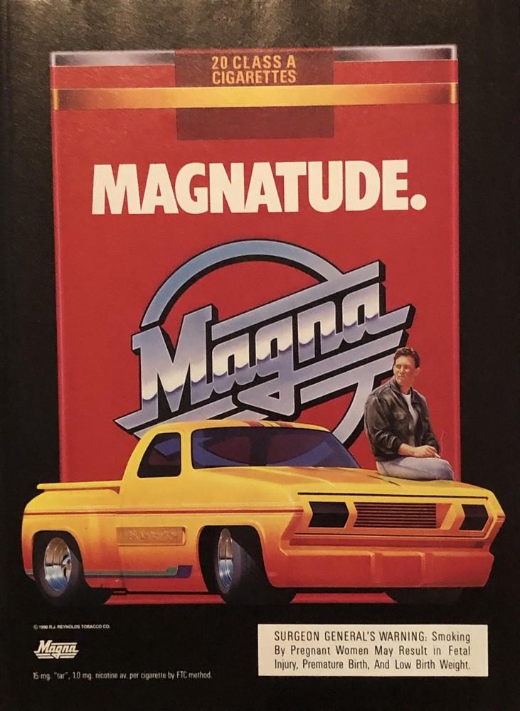 1990s Magna Cigarettes Print Ad Vintage Leather Jacket Classic 90s Magnatude Style