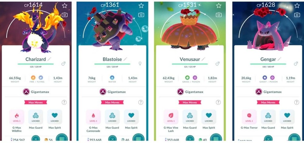 Pokémon Go - Shiny Charizard/ Gengar/ Blastoise/ Venusaur Gigantamax  - Mini PTC