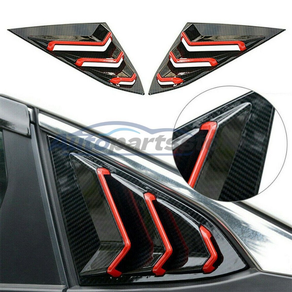 Carbon fiber Red Window Louver Cover ABS Side Air Vent For Honda Civic 2016-2020
