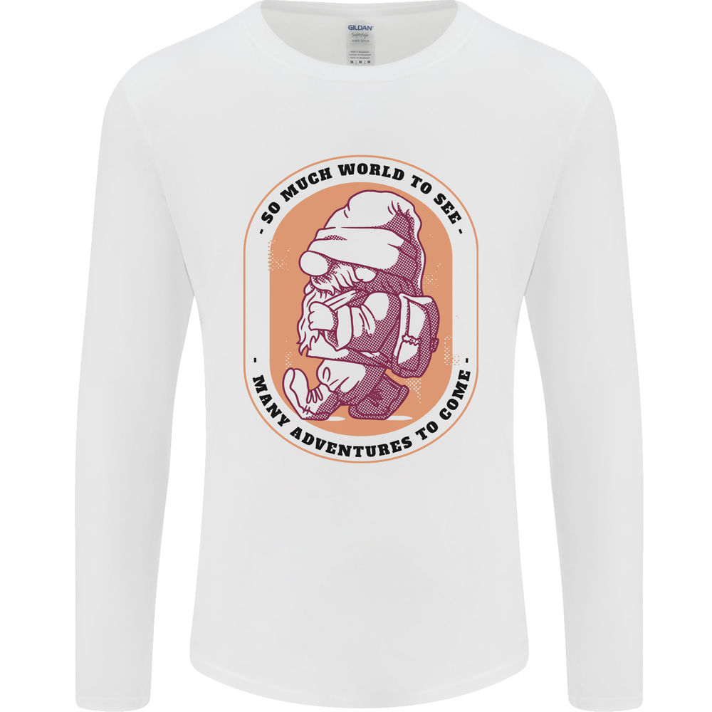 Funny Trekking Gnome Travelling Holiday Mens Long Sleeve T-Shirt