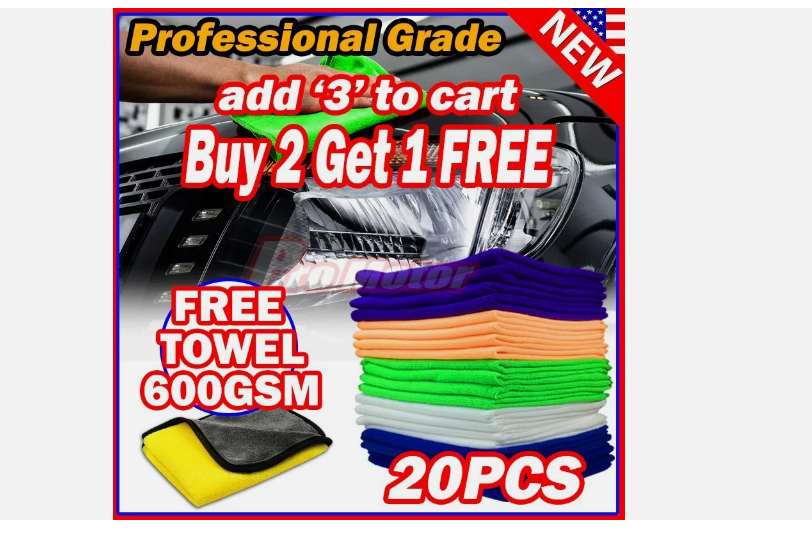 20 Pack Microfiber Cleaning Cloth No-Scratch Rag Car Polishing Detailing Towel