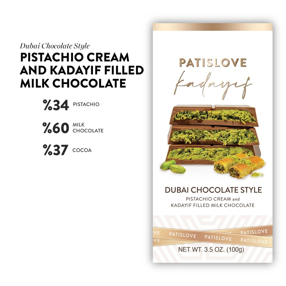 PatisLove Dubai Chocolate Bar 100g – Premium Gourmet Chocolate, Luxury Treat