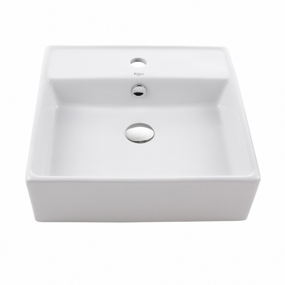 Kraus KCV-150 18.5-Inch Ceramic Vessel Bathroom Sink in White