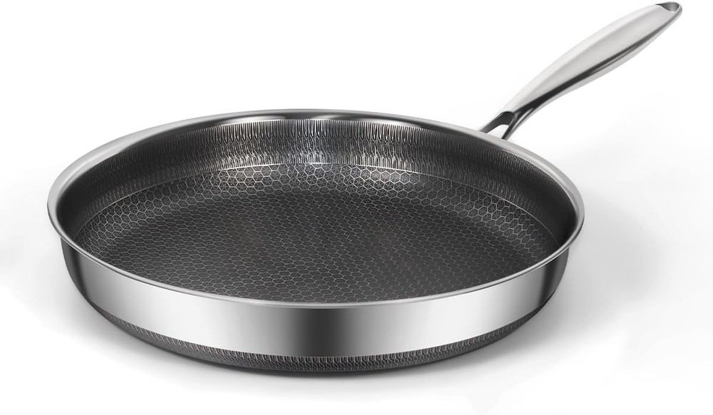Stainless Steel Nonstick Frying Pan 12.4 Inch PFOA-Free Black
