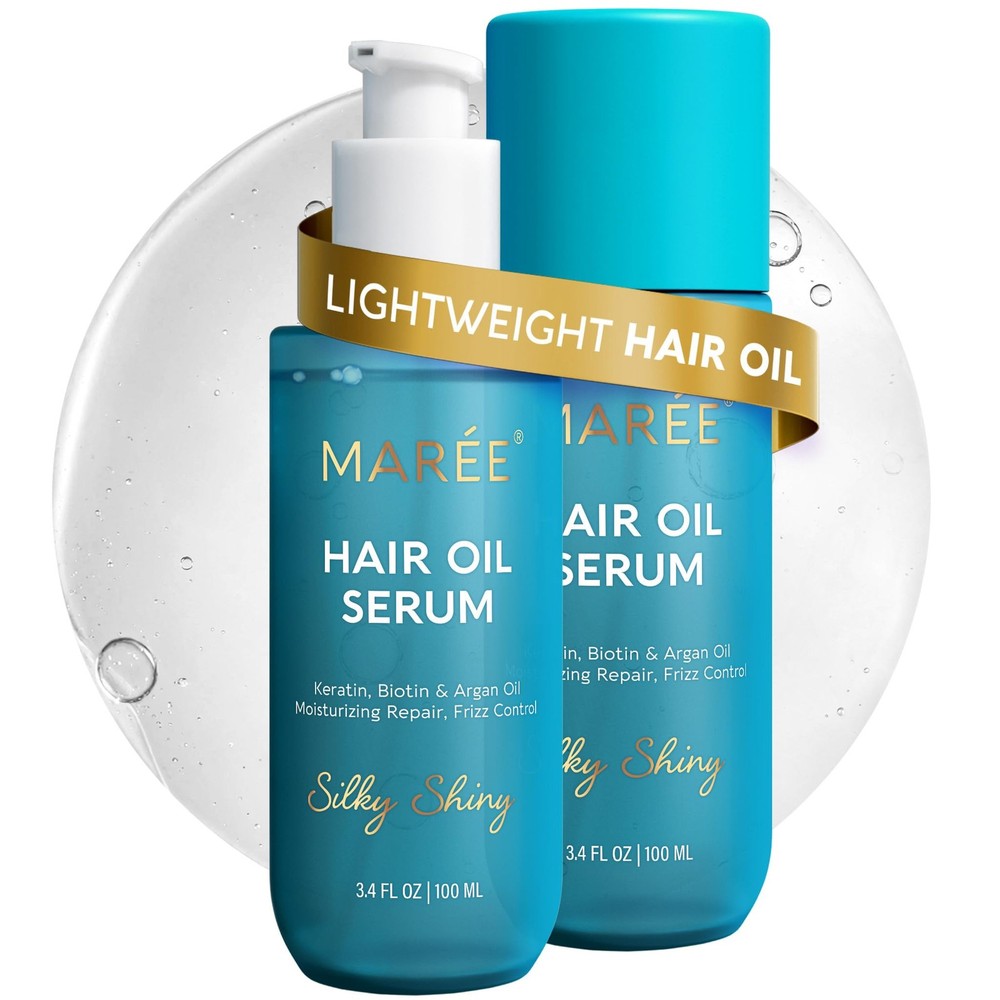 Hair Oil for Frizzy and Damaged Hair with Vitamins A, E, B5, 2 PACK - Anti Fr...