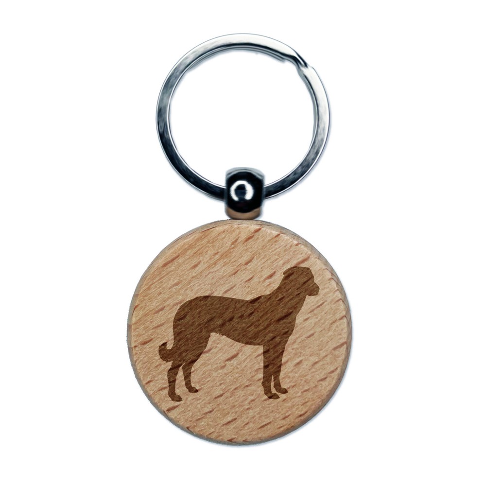 Anatolian Shepherd Dog Solid Engraved Wood Round Keychain Tag Charm