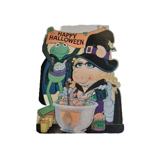 Vintage 1981 Die-Cut Halloween Decoration Muppets Kermit Miss Piggy Henson SEE