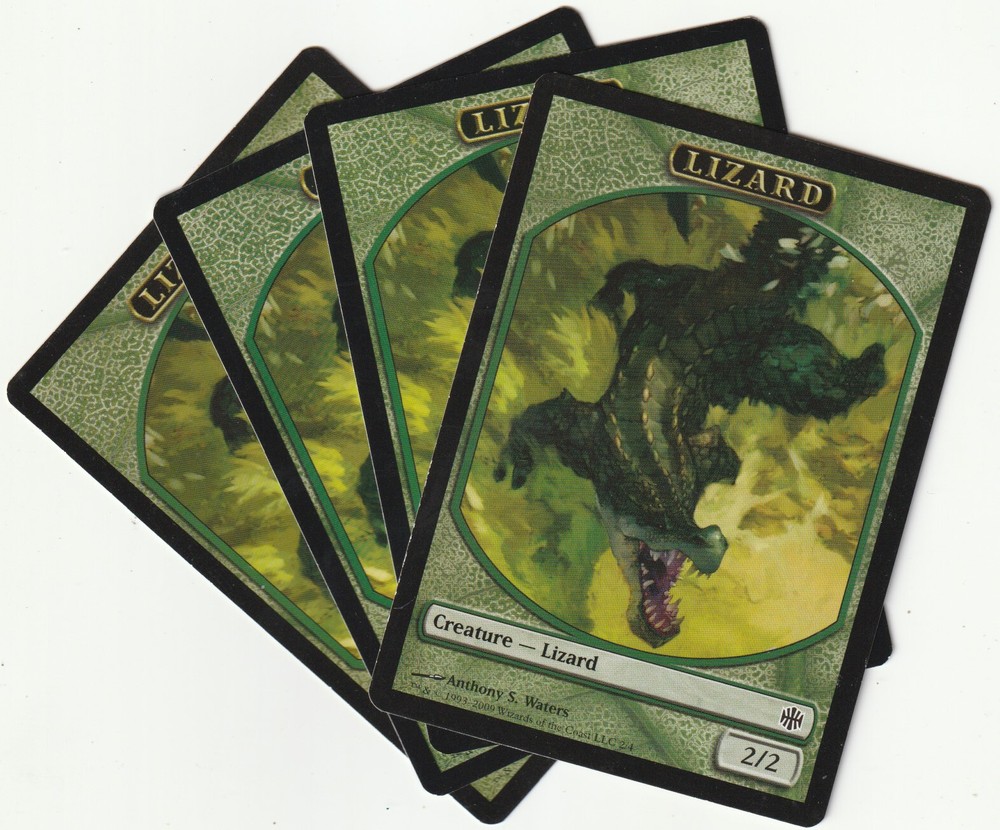 ✪ 4 MAGIC The Gathering LIZARD Green Creature Tokens MTG PLAYSET EXCELLENT