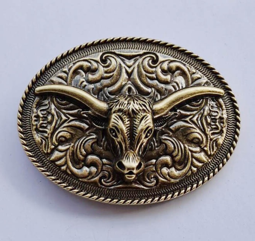 Western Belt Buckle for Men Women Cowboy Rodeo Vintage Style Wear Floral Bull
