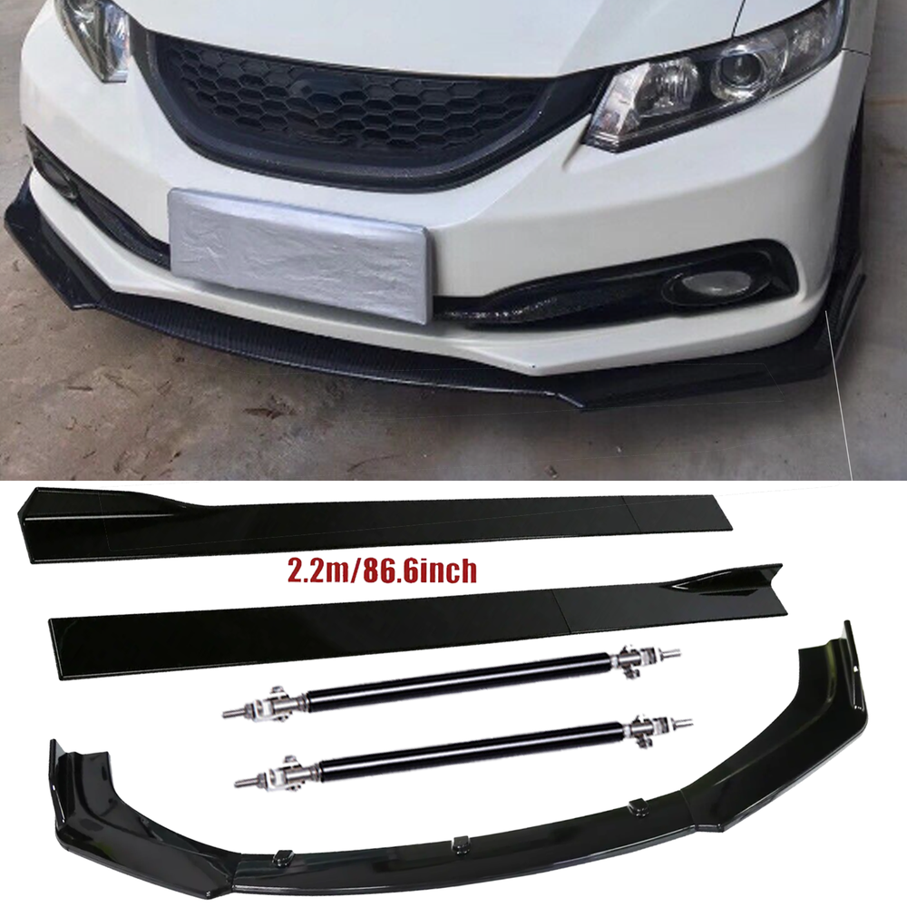 Honda Civic 2012-2015 Front Bumper Lip Splitter Spoiler Strut Rods