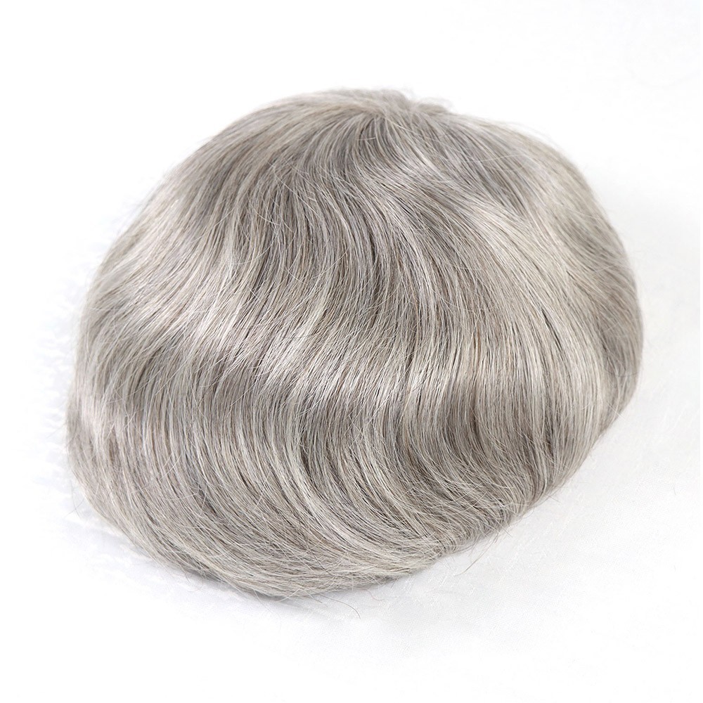 Toupee for Men Human Hair Replacement System Mono PU Male Wig Unit Hairpiece 580