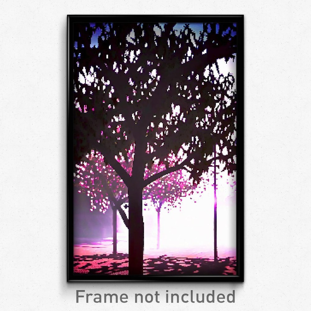 Pixel Art Poster - Shadowy Orchard (8 Bit Psychedelic Trippy Video Game Print)