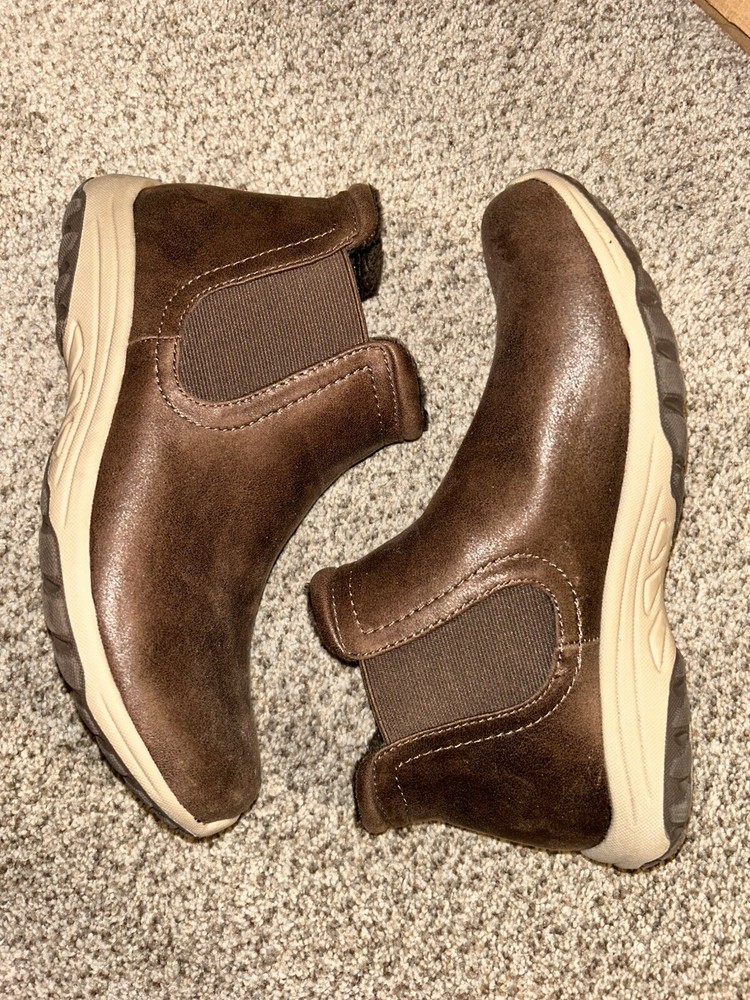 Skechers Relaxed Fit Faux Fur Wool Ankle Boots Brown Leather WORN TWICE