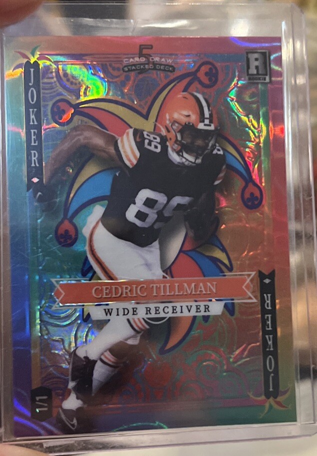 1/1 Cedric Tillman Wild Card 5 Card Draw RAINBOW JOKER- Browns HOLO LUX